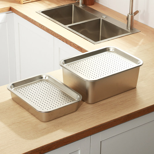 304蒸包盘厨房滴油沥水漏盘不锈钢商用蒸箱长方形晾晒冲孔托盘 - 图1