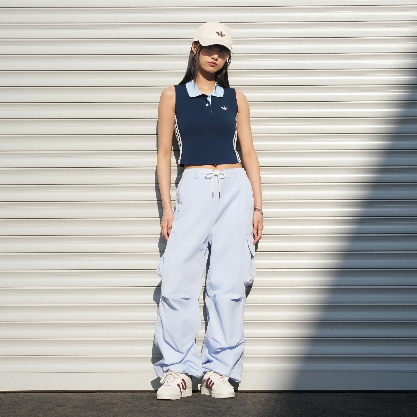 甜酷风针织短款外穿休闲无袖背心女夏季adidas阿迪达斯三叶草