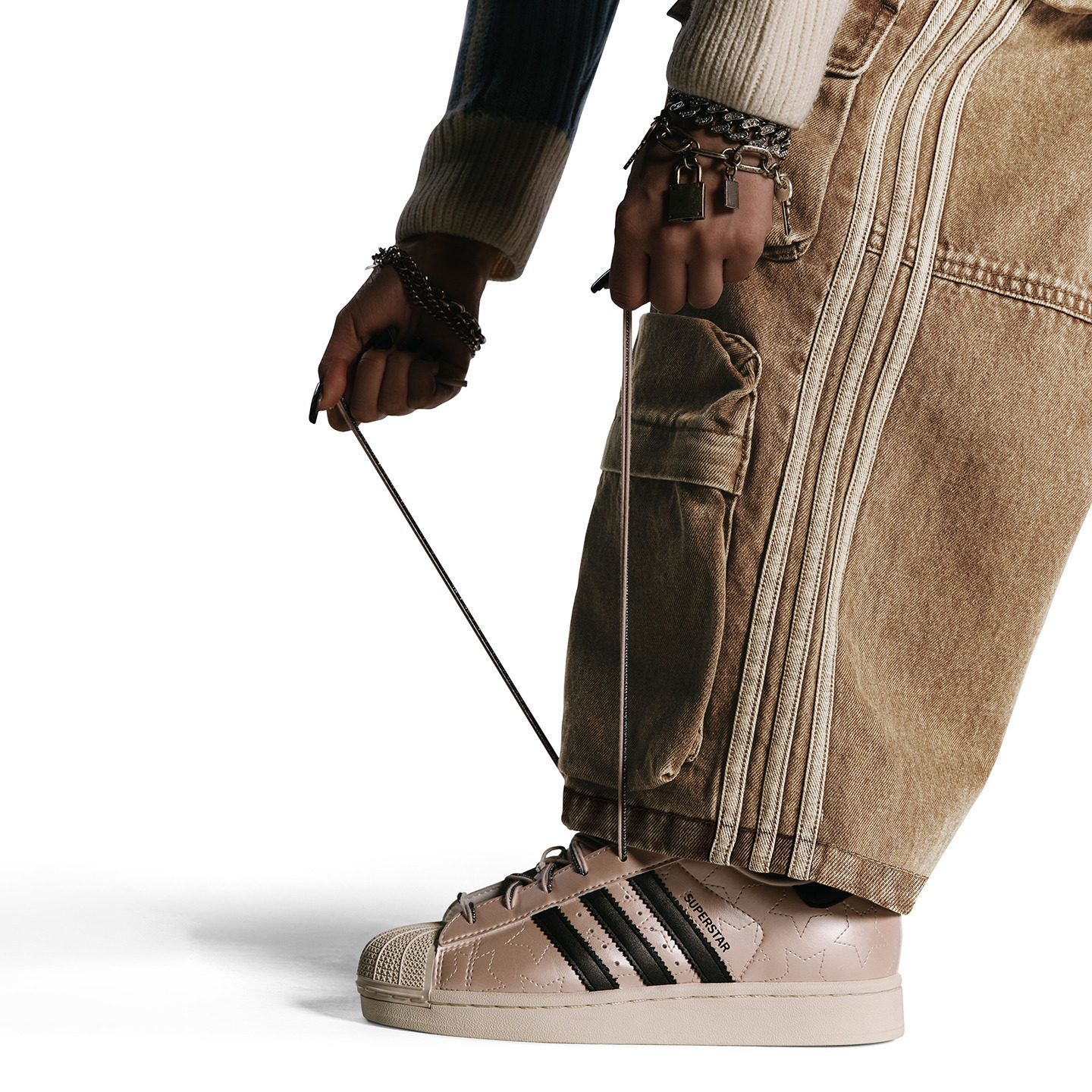 宋雨琦同款多口袋水洗做旧牛仔运动工装裤女adidas阿迪达斯三叶草,淘宝优惠券,粉丝福利购,淘宝优惠卷