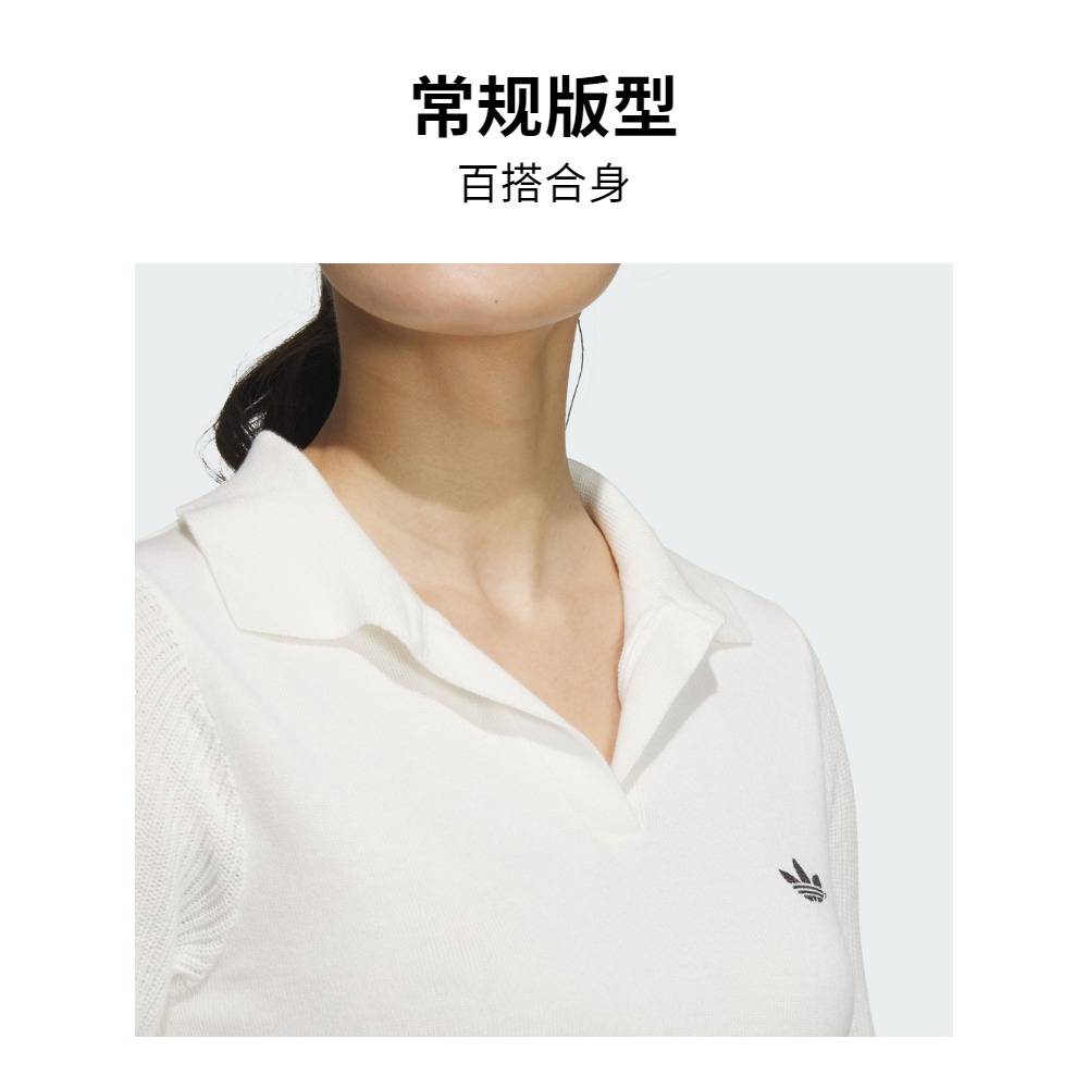 针织运动翻领短袖POLO衫女装夏季新款adidas阿迪达斯官方三叶草 - 图1