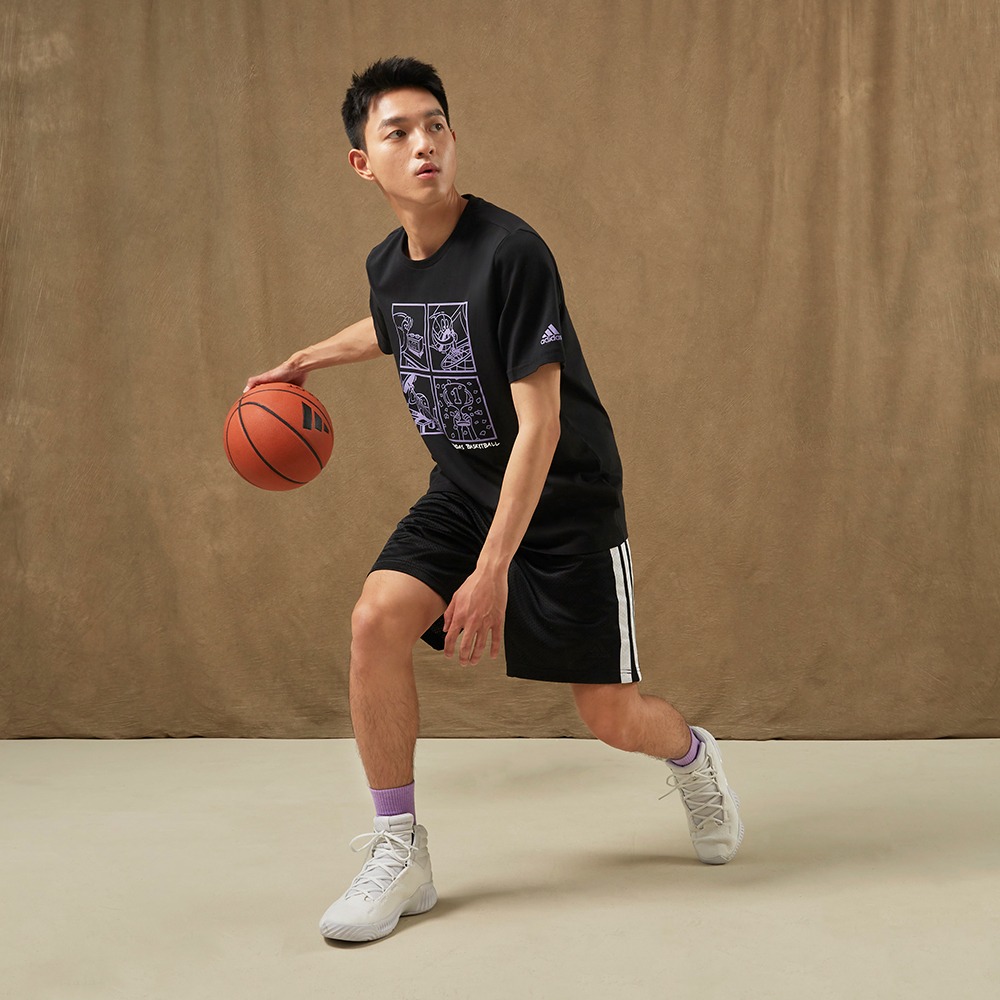 印花纯棉篮球运动圆领短袖T恤男装夏季adidas阿迪达斯官方HF8164 - 图1