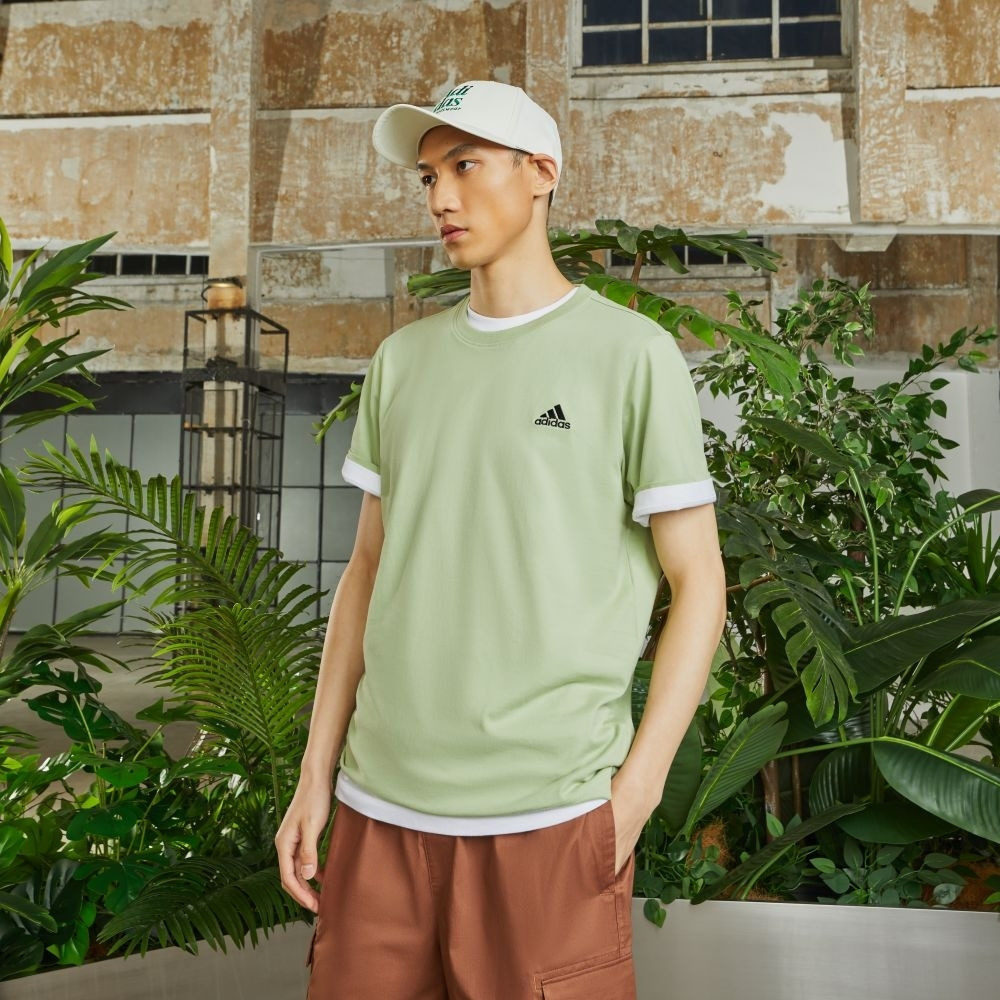 情侣款纯棉休闲上衣圆领短袖T恤男女夏季adidas阿迪达斯轻运动