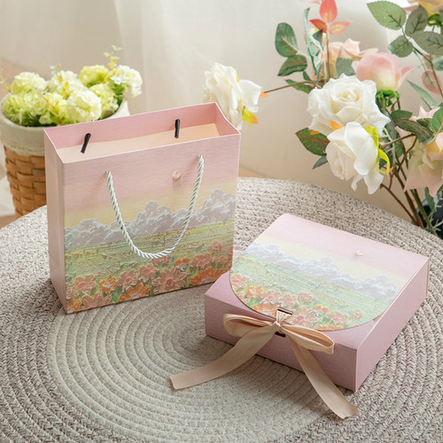 礼物盒油画风礼盒包装盒空盒子生日伴手高级感礼品盒妇女节 - 图2