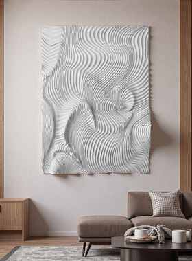 纹理简约3D客厅装饰画立体木浮雕砂岩手工过道抽象玄关背景墙挂画