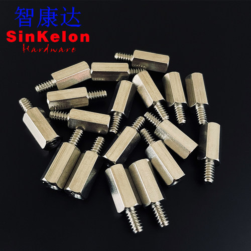 304不锈钢美标英制内外牙六角接线柱VGA电脑DB9串口隔离铜柱6#32 - 图0