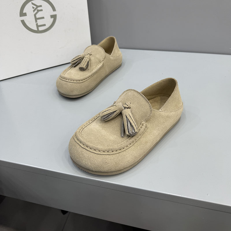 磨砂皮流苏乐福鞋女26新款一脚蹬平底休闲鞋百搭轻便真皮单鞋Ｆ10,淘宝优惠券,粉丝福利购,淘宝优惠卷