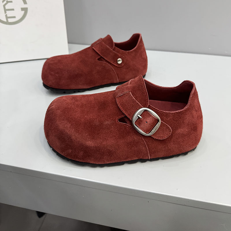 2025新款反绒皮勃肯鞋女休闲圆头平底牛反绒单鞋两穿瓢鞋女9155,淘宝优惠券,粉丝福利购,淘宝优惠卷