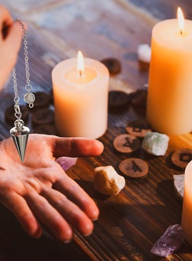 金属圆锥形灵摆 欧美个性复古朋克圆锥带链吊坠（四色可选）