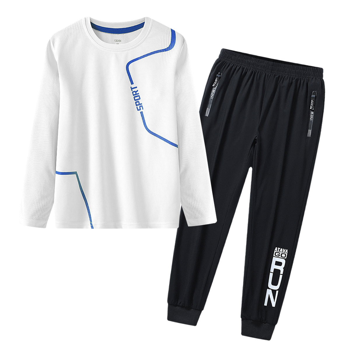 儿童运动套装春秋季男童速干长袖T恤户外透气跑步室内训练服球服 - 图2