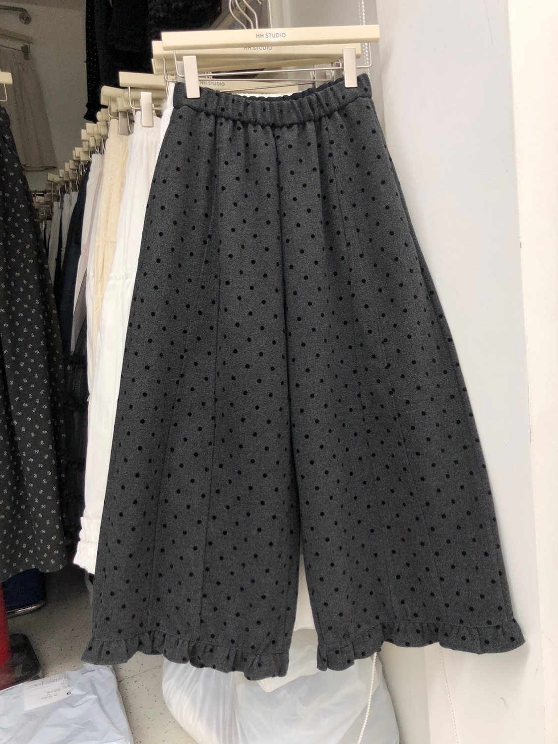 九分裤束脚花苞波点羊毛呢裤子女2025秋冬韩系宽松百搭显瘦阔腿裤,淘宝优惠券,粉丝福利购,淘宝优惠卷