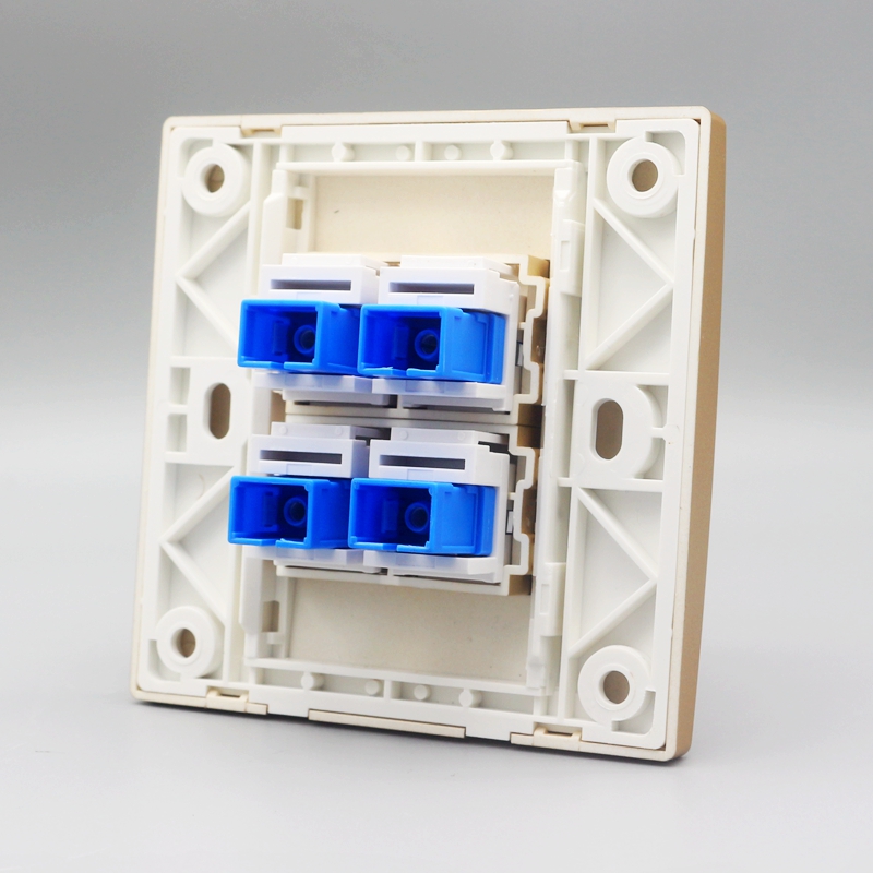 香槟金色86型暗装四口SC光纤电脑插座SC法兰盘光纤耦合器网线面板-图2