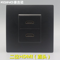 Black 86 Type 2 HDMI high-definition socket Double opening 2 0 version HDMI mother to mother in-line multimedia panel