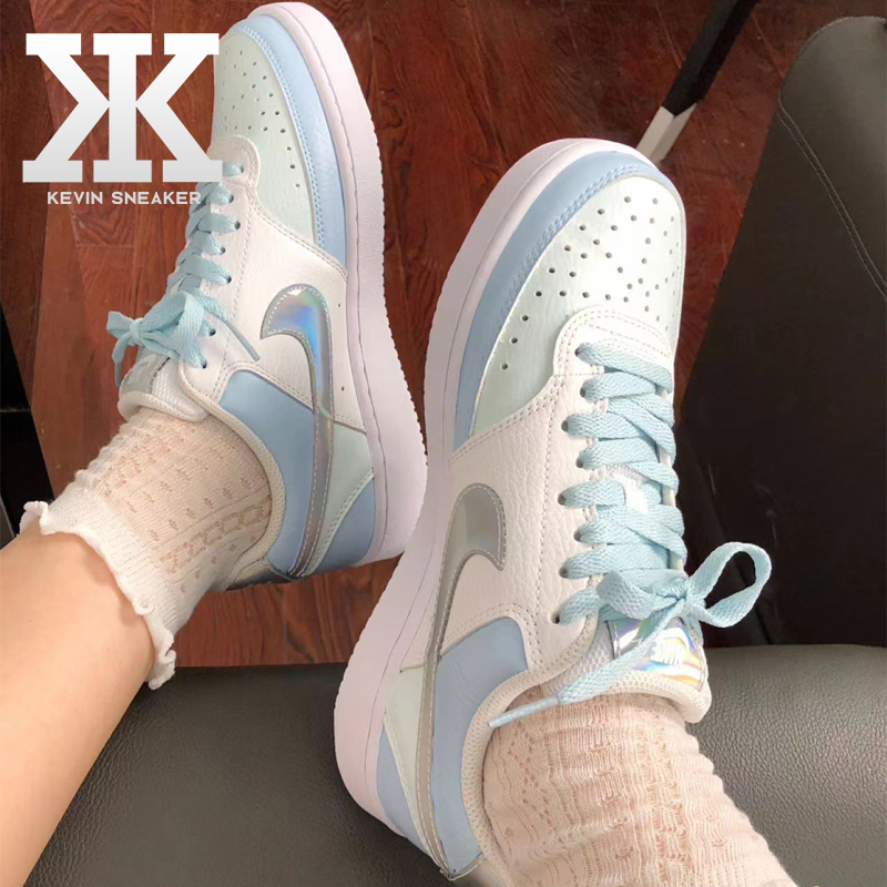 球鞋定制Nike Court Vision 1Low蓝色效果动物园低帮女夏日板鞋 - 图0