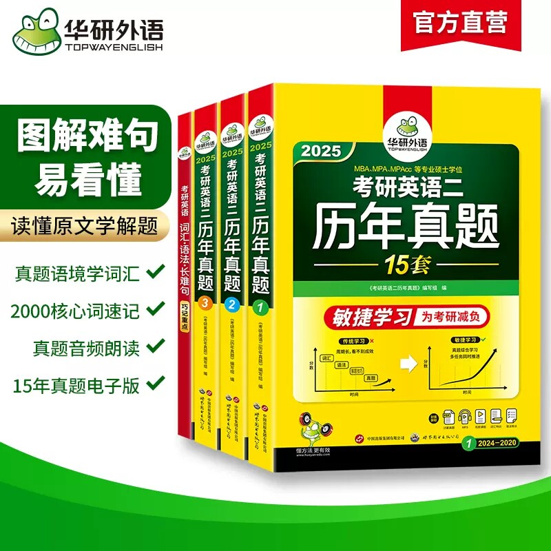 华研外语 2025考研英语二历年真题15套试卷解析详解词汇单词语法与长难句阅读理解写作文翻译模拟练习题专项训练复习资料全书203