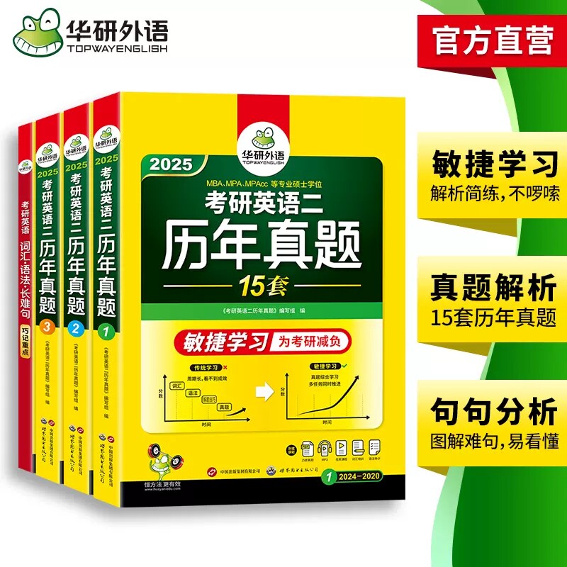 华研外语 2025考研英语二历年真题15套试卷解析详解词汇单词语法与长难句阅读理解写作文翻译模拟练习题专项训练复习资料全书203