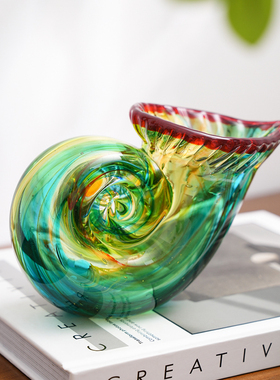 抽象琉璃彩色海螺蜗牛艺术装饰品