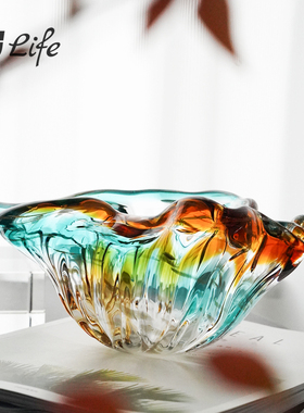 炫彩海螺琉璃摆件钥匙干果收纳盘