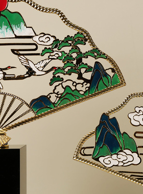 新中式珐琅彩千里江山轻奢装饰品