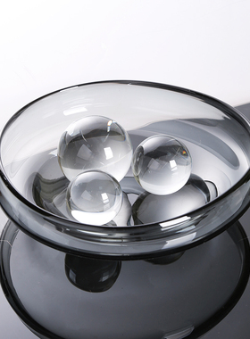 轻奢透明白琉璃球摆件圆球艺术珠