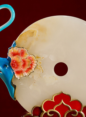 珐琅彩吉祥如意平安扣玉石装饰品