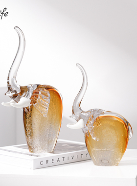 吉祥琉璃象摆件酒柜客厅玄关高档