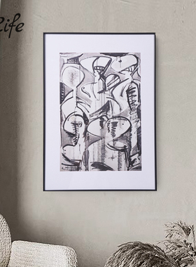 黑白线条抽象装饰画客厅艺术挂画