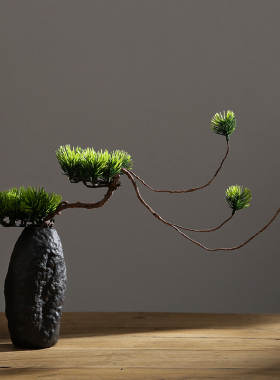 仿真中式迎客松盆景摆件小植物