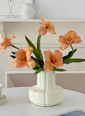 ins油画郁金香仿真花假花客厅高档花艺装饰摆设高级花瓶摆件
