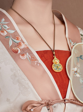 中闽银饰丨999纯银古法珐琅葫芦吊坠编织项链女款轻奢高级感饰品