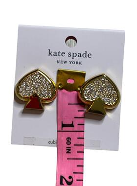 Kate Spade Everyday大透明金色立体氧化锆Studs耳环