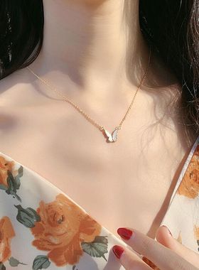 蝴蝶结925银饰锁骨链女