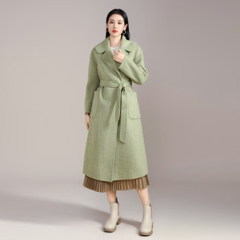 Smen Shi Meng Long Double-sided Wool Jacket 2023 ດູໃບໄມ້ລົ່ນແລະລະດູຫນາວໃຫມ່ເກົາຫຼີແບບ Hepburn Style Wool Jacket