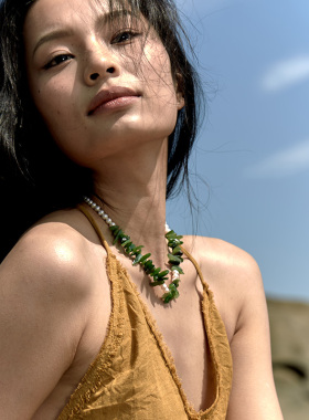 绿色项链珍珠原创设计无性别碧玉