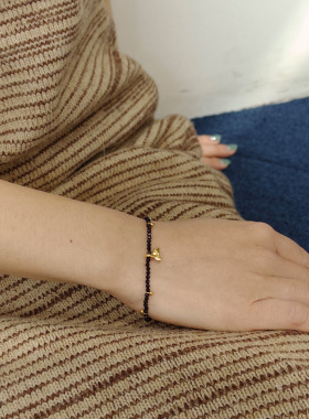 自然论鲸落黑石黑金配色手链