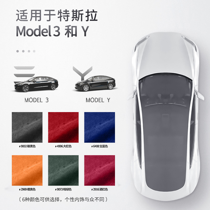 适用于特斯拉model3/Y仪表盘装饰条翻毛皮中控台汽车内饰贴片改装 - 图1