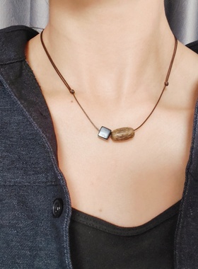 个性沉香黑玛瑙原创文艺设计项链