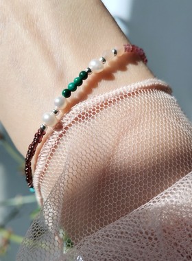 精致彩石混色复古小手链