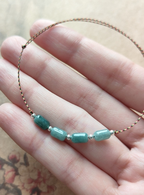 蓝水翡翠米珠细小女手绳