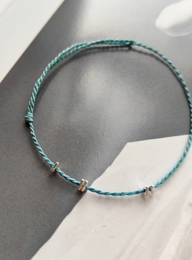 极细马卡碎银手绳调节多色叠戴女