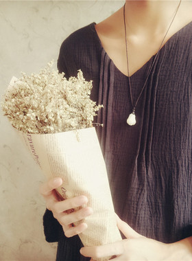 文艺白菩提玉兰花新中式长毛衣链