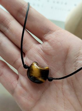 原创设计黄虎眼石猫头猫咪项链