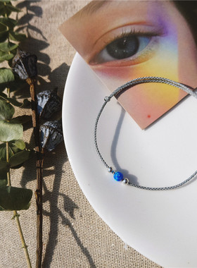 仲夏火彩星空蓝欧泊石文艺风手绳