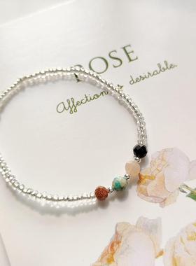 混色天然石米珠细小精致手串链