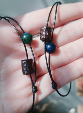 神秘蓝男女青金石黑檀木细手绳