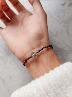 天然绿萤石个性文艺棕手绳清新