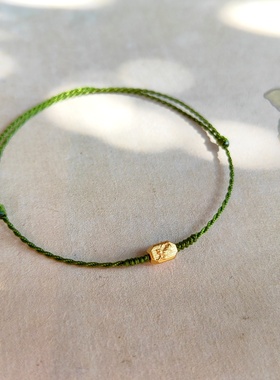 芳岁银镀金生肖三合本命红绳手绳