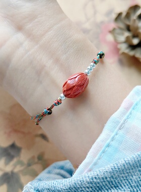 帝王砂莲花彩绳编织手绳