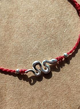 小白蛇925银本命红手绳