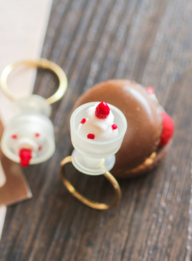 精致可爱迷你草莓冰淇淋杯戒指