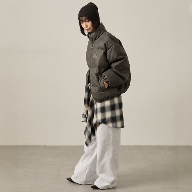 日本代购 Snap club / MONO-MART 刺绣立领中棉皮夹克 UBjk1304 - 图1